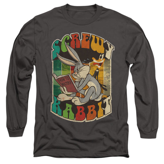 Looney Tunes Screwy Rabbit Mens Long Sleeve Shirt Charcoal Officially Licensed