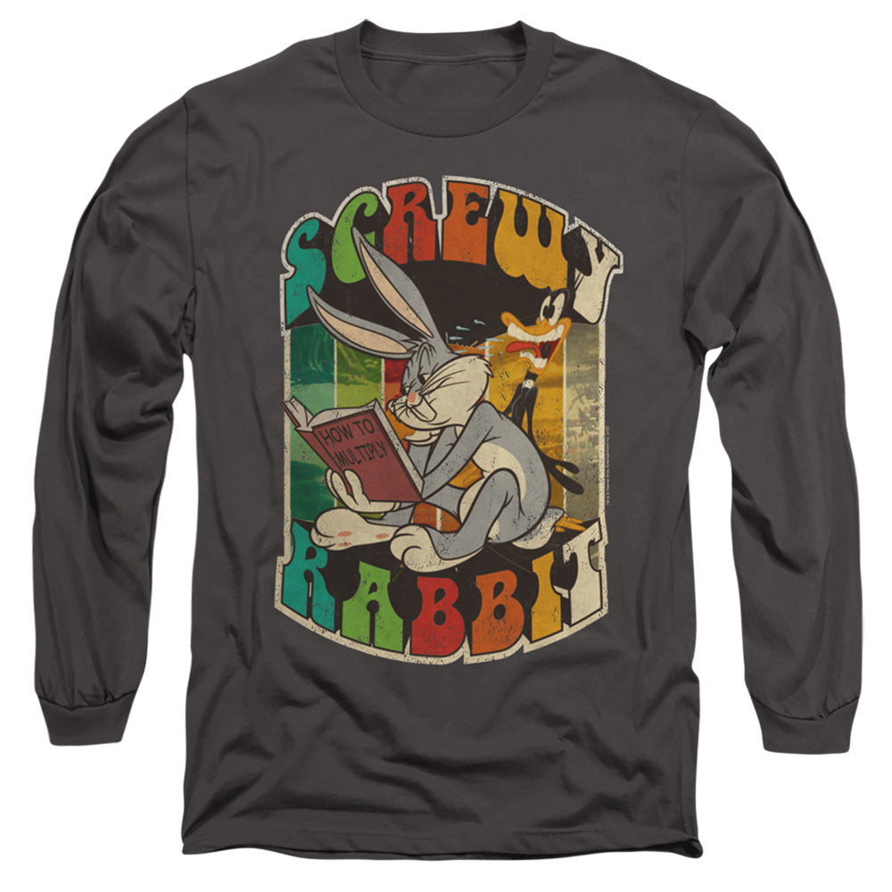 Looney Tunes Screwy Rabbit Mens Long Sleeve Shirt Charcoal Officially Licensed