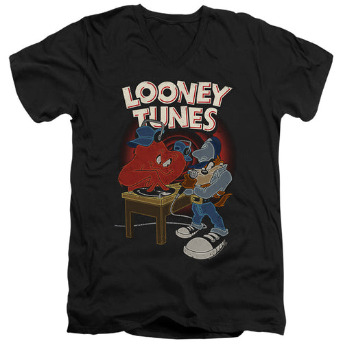Looney Tunes Dj Looney Tunes Mens Slim Fit V-Neck T Shirt Black