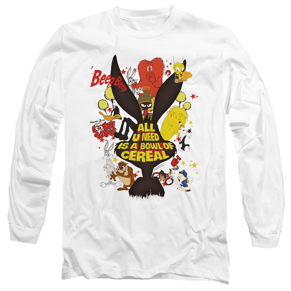 Looney Tunes Cereal Mens Long Sleeve Shirt White Officially Licensed