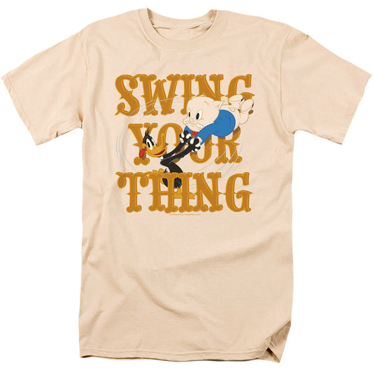 Looney Tunes Swing Your Thing Mens T Shirt Cream