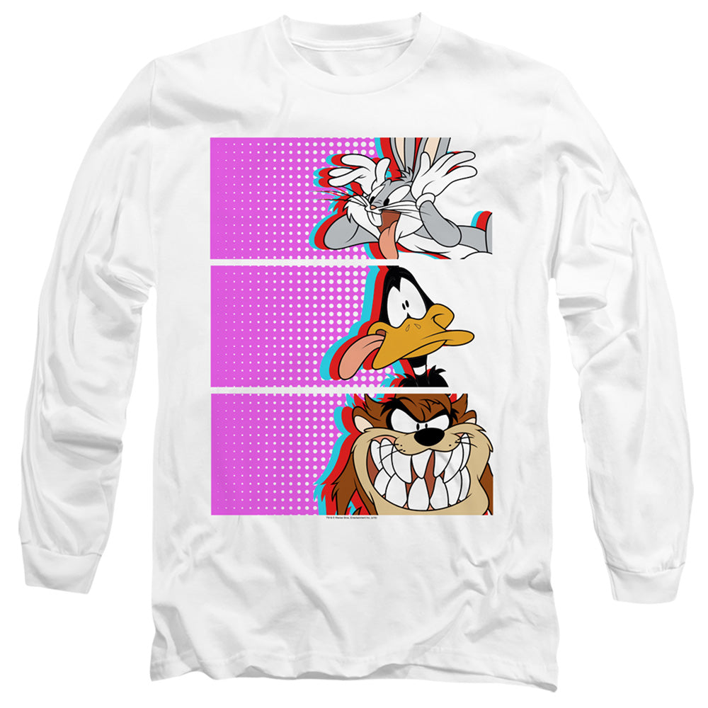 Looney Tunes Tiles Mens Long Sleeve Shirt White Officially Licensed