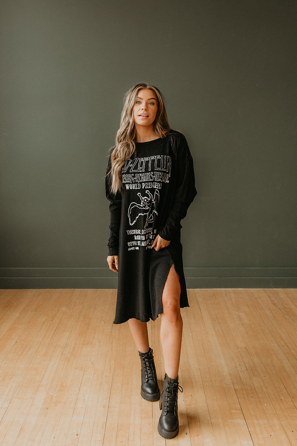 Led Zeppelin The Song Remains the Same Womens Dress T Shirt Black
