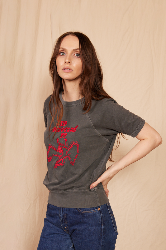 Led Zeppelin '77 Terry Raglan Womens T Shirt Washed Vintage Black