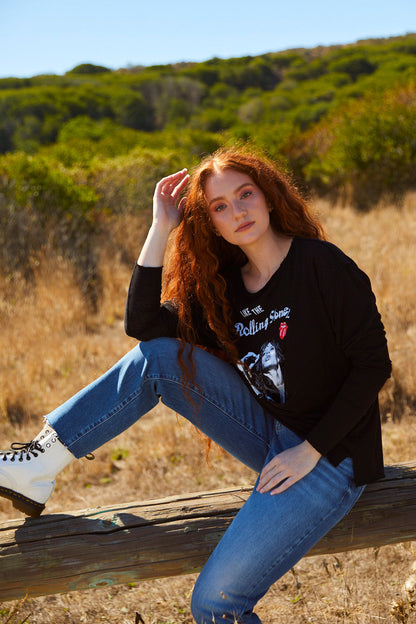Like The Rolling Stones Tee Womens Long Sleeve Shirt Black