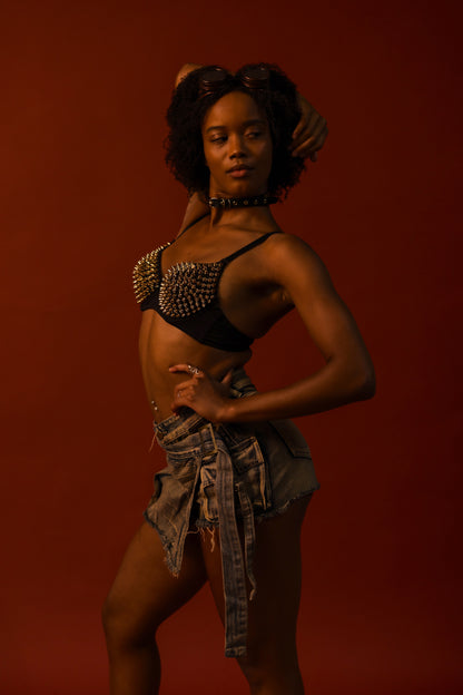 24k Fever Studded Bralette Womens Halloween Costume