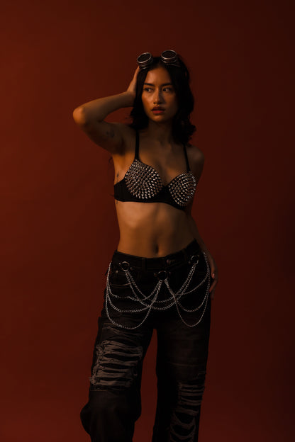 Steel Siren Studded Bralette Womens Halloween Costume