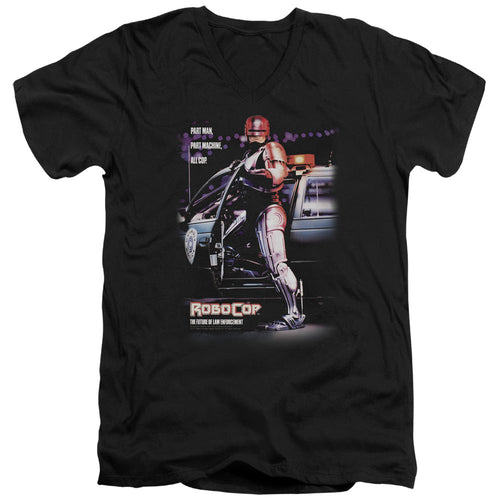 Robocop Poster Mens Slim Fit V-Neck T Shirt Black
