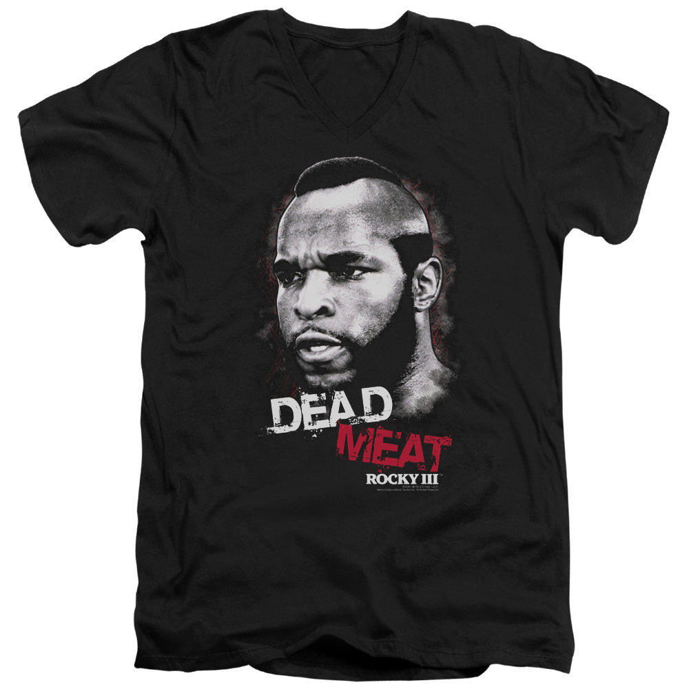 Rocky III Dead Meat Mens Slim Fit V-Neck T Shirt Black