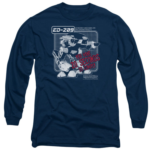 Robocop Ed 209 Mens Long Sleeve Shirt Navy Officially Licensed