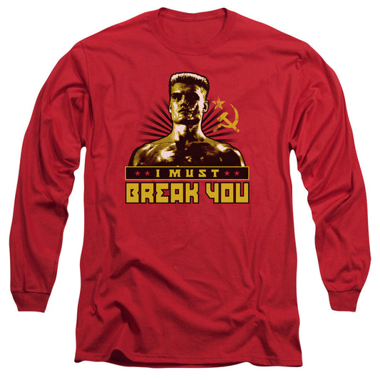 Rocky Iv I Must Break You Mens Long Sleeve Shirt Red Officially Licensed