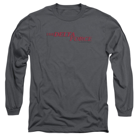 Delta Force Distressed Logo Mens Long Sleeve Shirt Charcoal