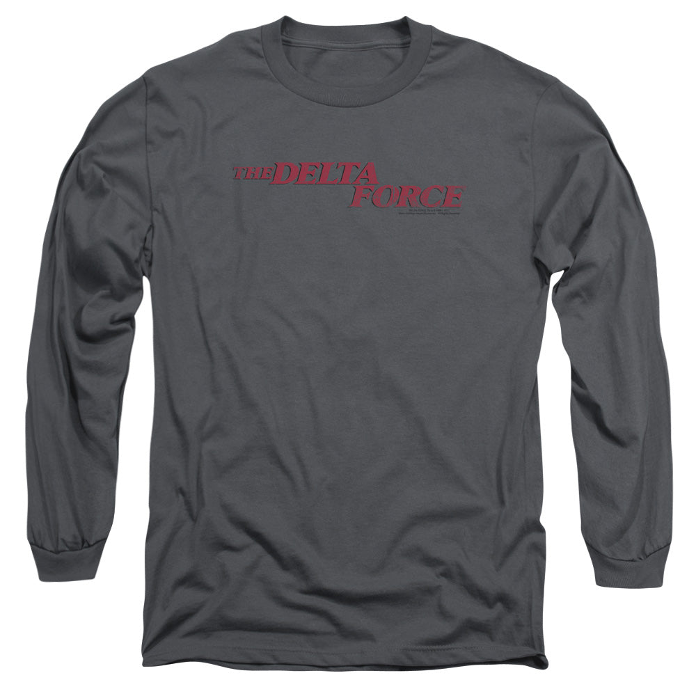 Delta Force Distressed Logo Mens Long Sleeve Shirt Charcoal