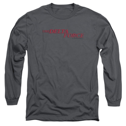Delta Force Distressed Logo Mens Long Sleeve Shirt Charcoal