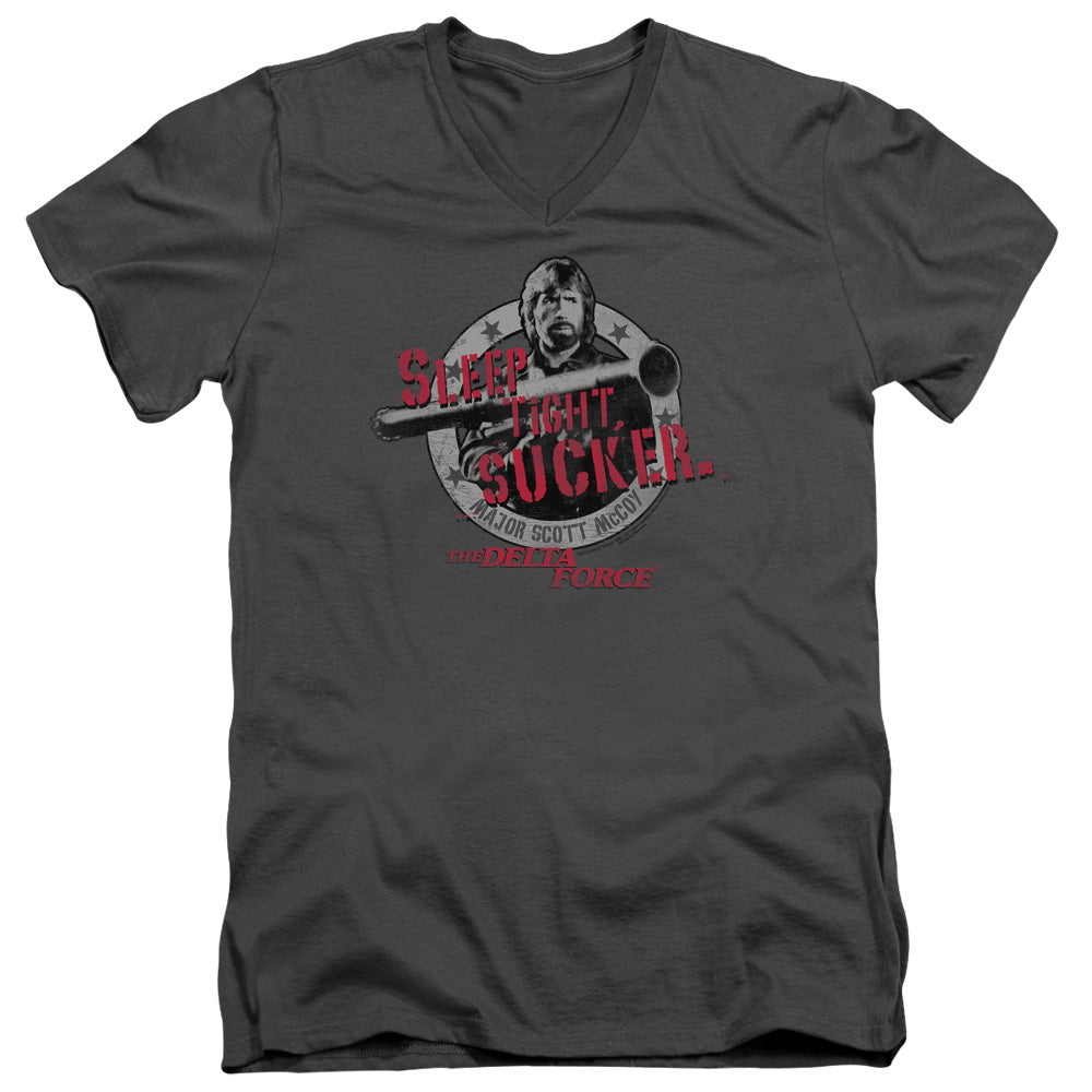Delta Force Sleep Tight Mens Slim Fit V-Neck T Shirt Charcoal