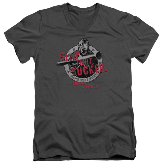 Delta Force Sleep Tight Mens Slim Fit V-Neck T Shirt Charcoal