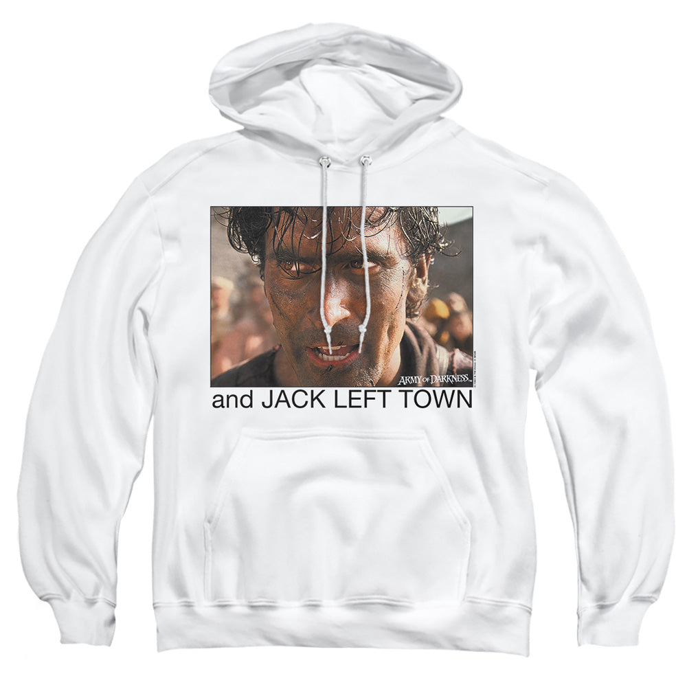 Army Of Darkness Jack Left Town Mens Hoodie White