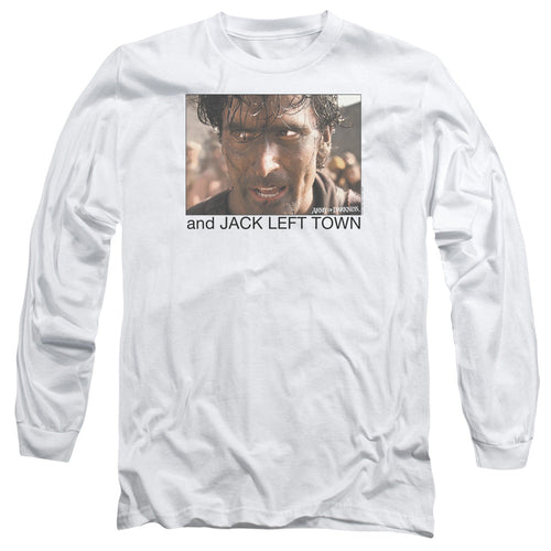 Army Of Darkness Jack Left Town Mens Long Sleeve Shirt White