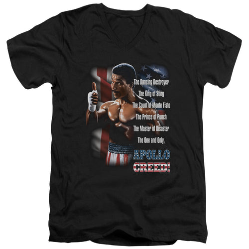 Rocky II The One And Only Mens Slim Fit V-Neck T Shirt Black