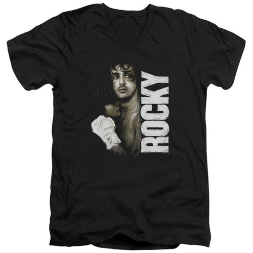 Rocky Painted Rocky Mens Slim Fit V-Neck T Shirt Black