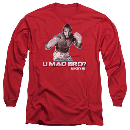 Rocky Iii U Mad Bro Mens Long Sleeve Shirt Red Officially Licensed