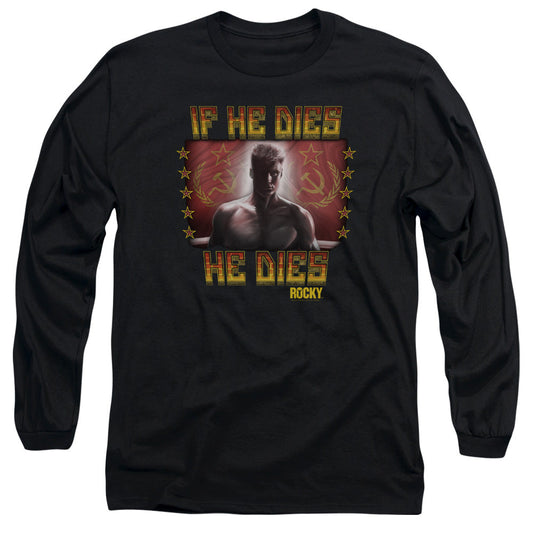 Rocky Iv Condolences Mens Long Sleeve Shirt Black Officially Licensed