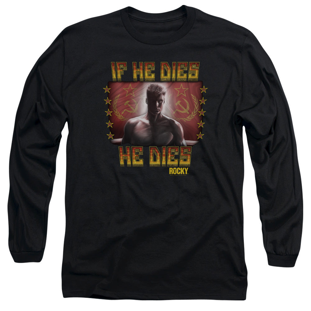Rocky Iv Condolences Mens Long Sleeve Shirt Black Officially Licensed