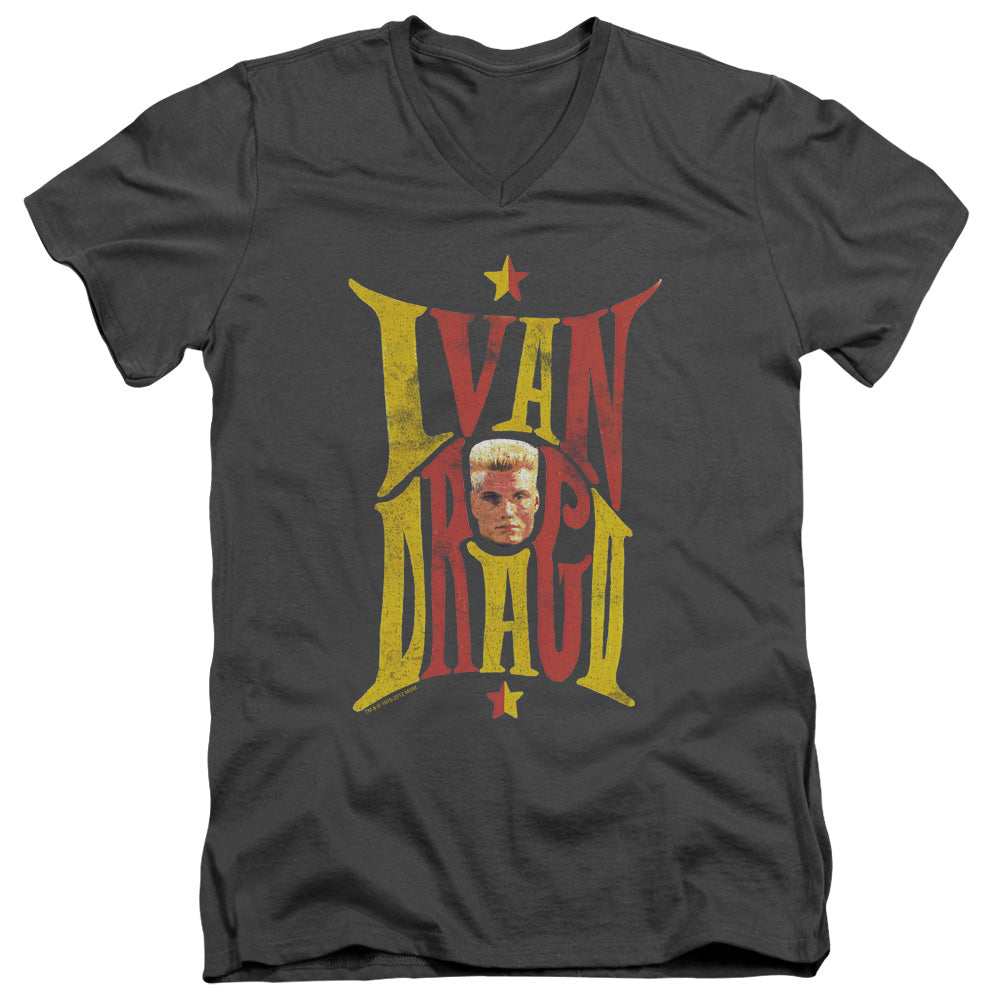 Rocky IV Ivan Mens Slim Fit V-Neck T Shirt Charcoal