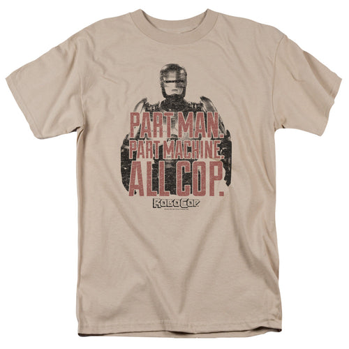 Robocop Vintage Tagline Mens T Shirt Sand