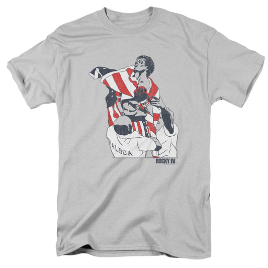 Rocky Graphic Flag Mens T Shirt Silver