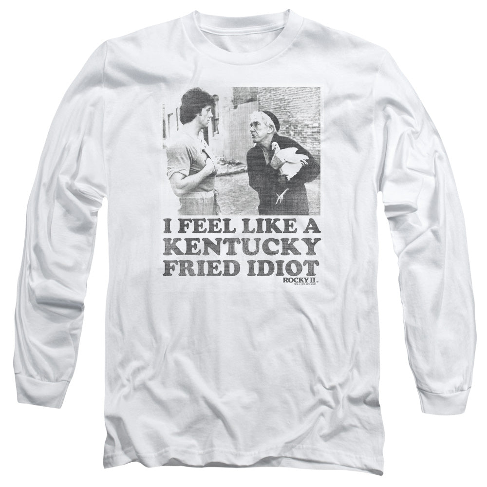Rocky Fried Idiot Mens Long Sleeve Shirt White Officially Licensed