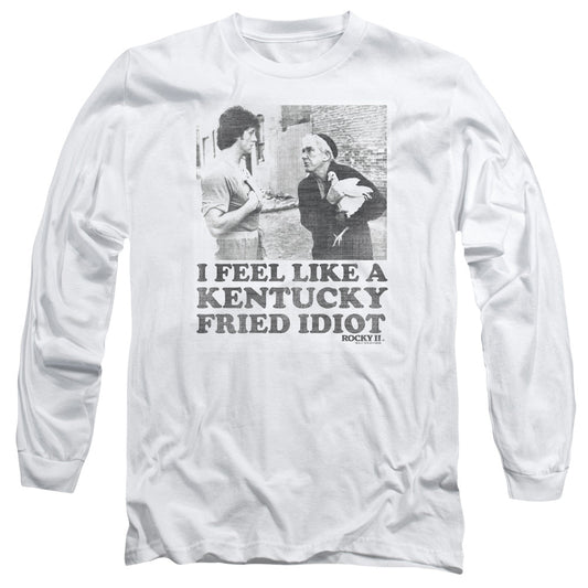 Rocky Fried Idiot Mens Long Sleeve Shirt White Officially Licensed