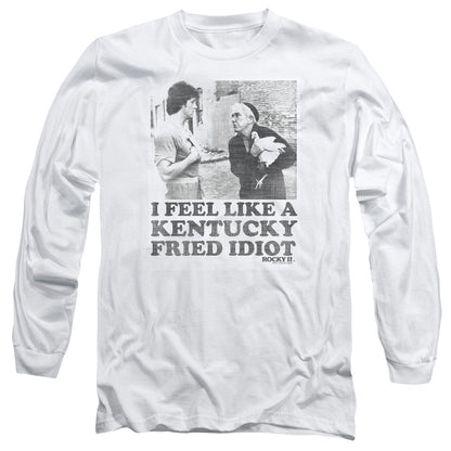 Rocky Fried Idiot Mens Long Sleeve Shirt White Officially Licensed