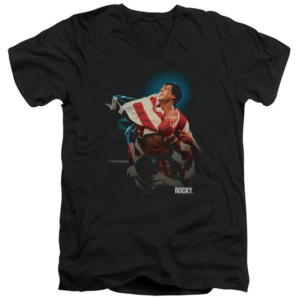 Rocky Victory Mens Slim Fit V-Neck T Shirt Black