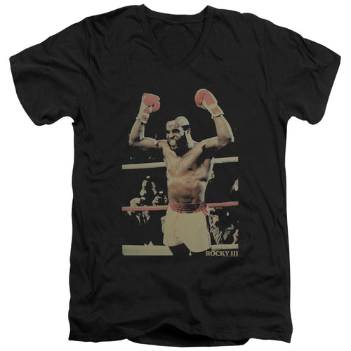 Rocky III Clubber Mens Slim Fit V-Neck T Shirt Black