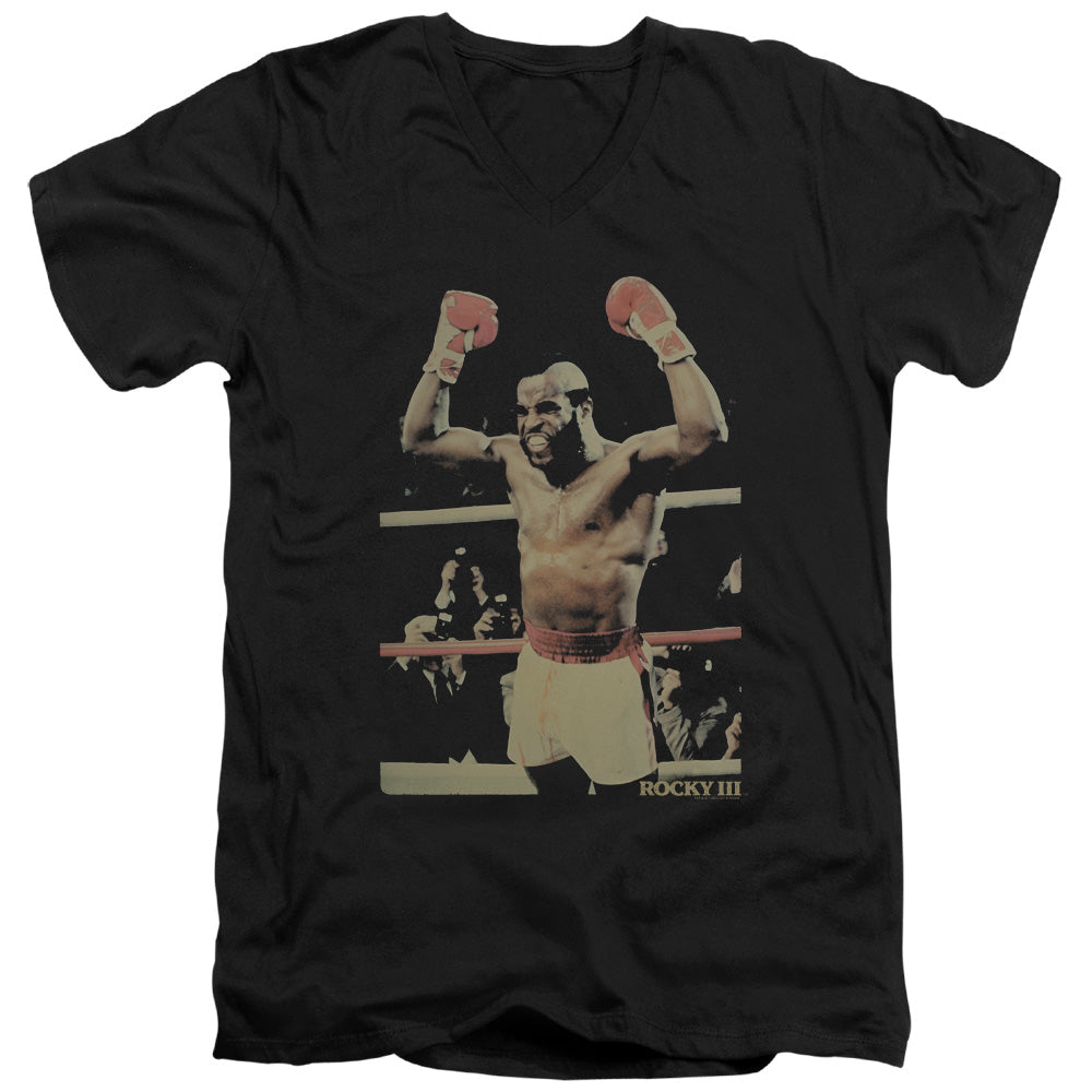 Rocky III Clubber Mens Slim Fit V-Neck T Shirt Black