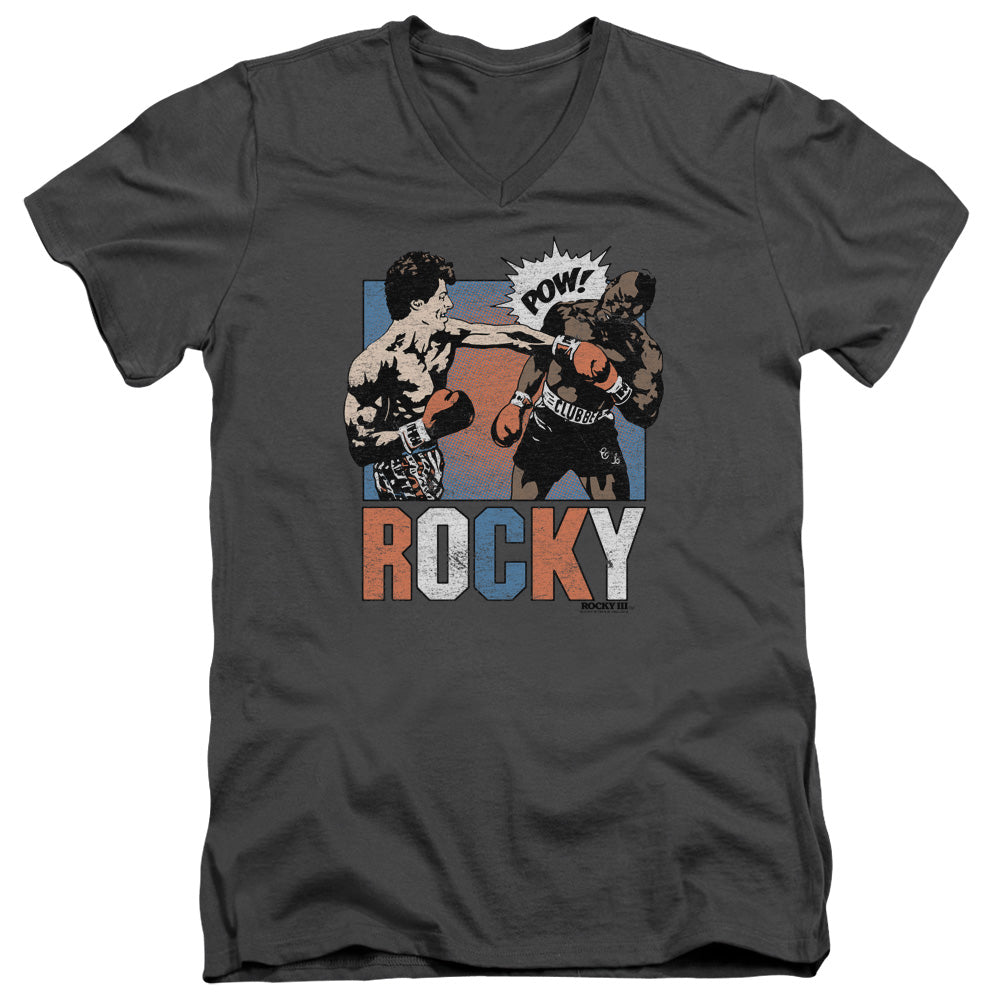 Rocky Rocky Pow Mens Slim Fit V-Neck T Shirt Charcoal
