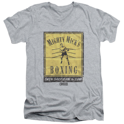 Creed Micks Poster Mens Slim Fit V-Neck T Shirt Athletic Heather