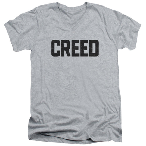 Creed Cracked Logo Mens Slim Fit V-Neck T Shirt Athletic Heather