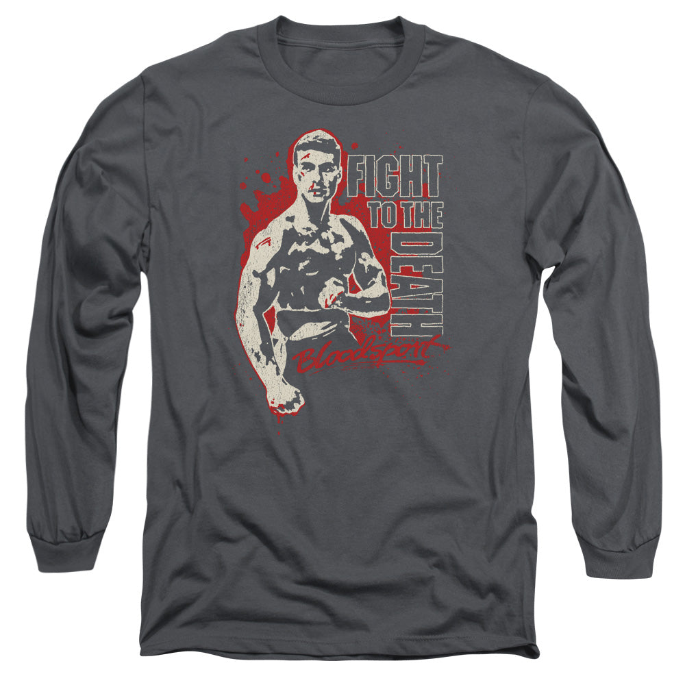 Bloodsport To The Death Mens Long Sleeve Shirt Charcoal Officially Licensed