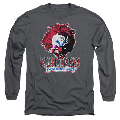 Killer Klowns From Outer Space Rough Clown Mens Long Sleeve Shirt Charcoal Officially Licensed