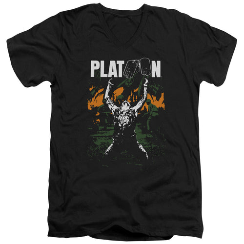 Platoon Graphic Mens Slim Fit V-Neck T Shirt Black