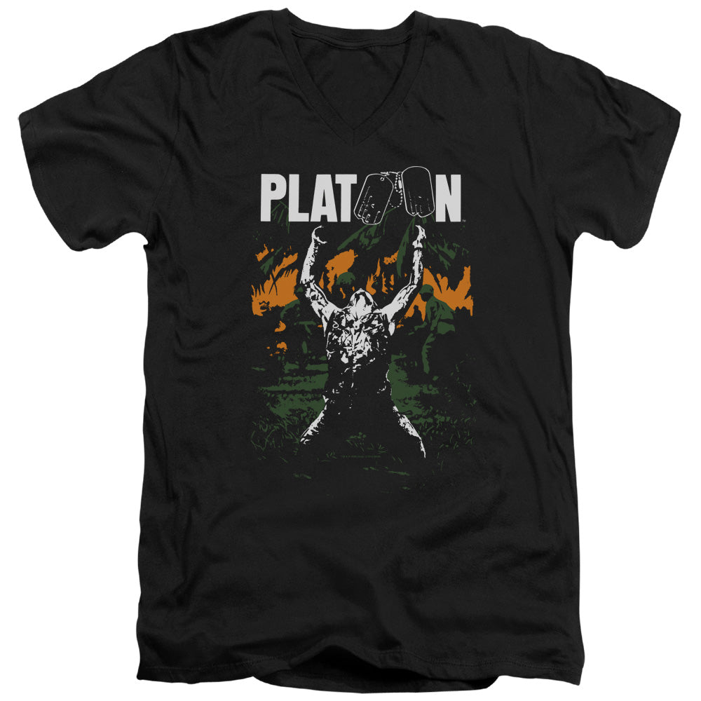Platoon Graphic Mens Slim Fit V-Neck T Shirt Black