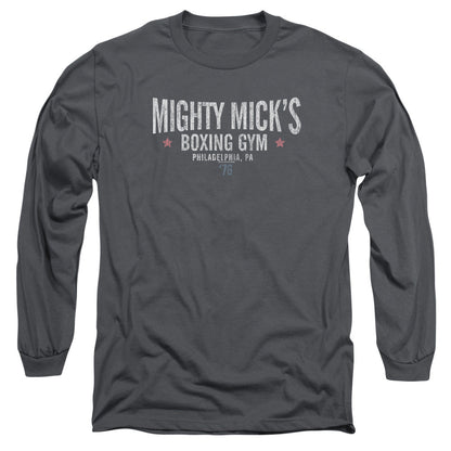 Rocky Mighty Micks Boxing Gym Mens Long Sleeve Shirt Charcoal Officially Licensed