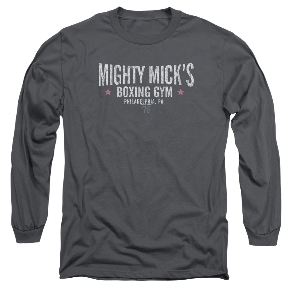 Rocky Mighty Micks Boxing Gym Mens Long Sleeve Shirt Charcoal Officially Licensed