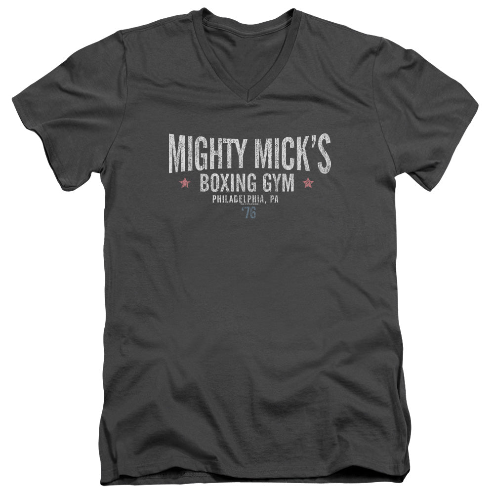 Rocky Mighty Micks Boxing Gym Mens Slim Fit V-Neck T Shirt Charcoal
