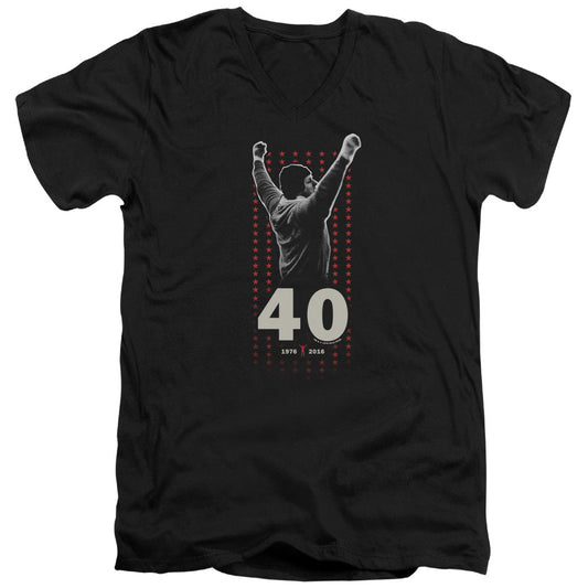Rocky Stars Mens Slim Fit V-Neck T Shirt Black