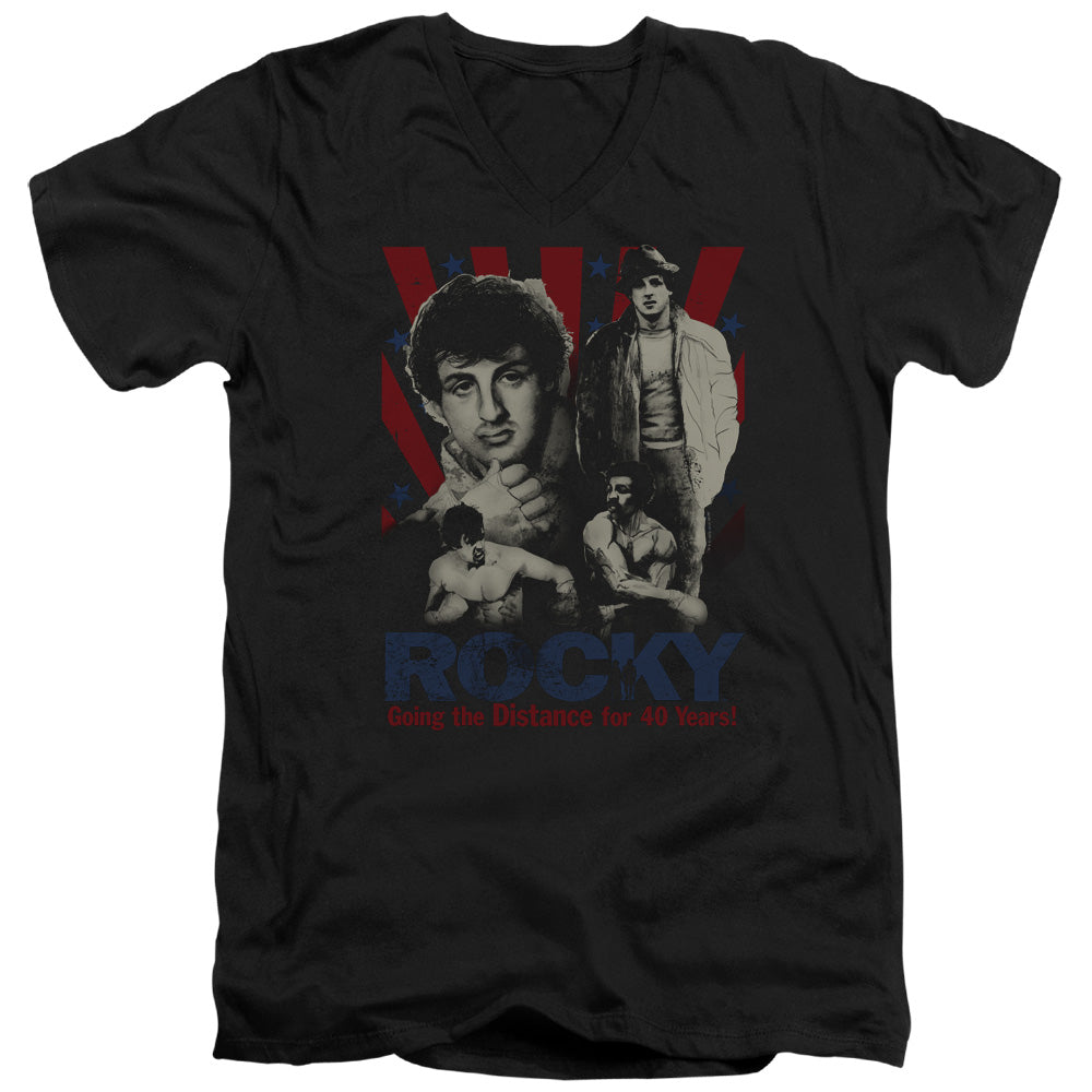 Rocky Going The Distance Mens Slim Fit V-Neck T Shirt Black