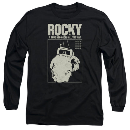 Rocky The Hero Mens Long Sleeve Shirt Black Officially Licensed