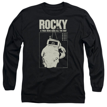 Rocky The Hero Mens Long Sleeve Shirt Black Officially Licensed